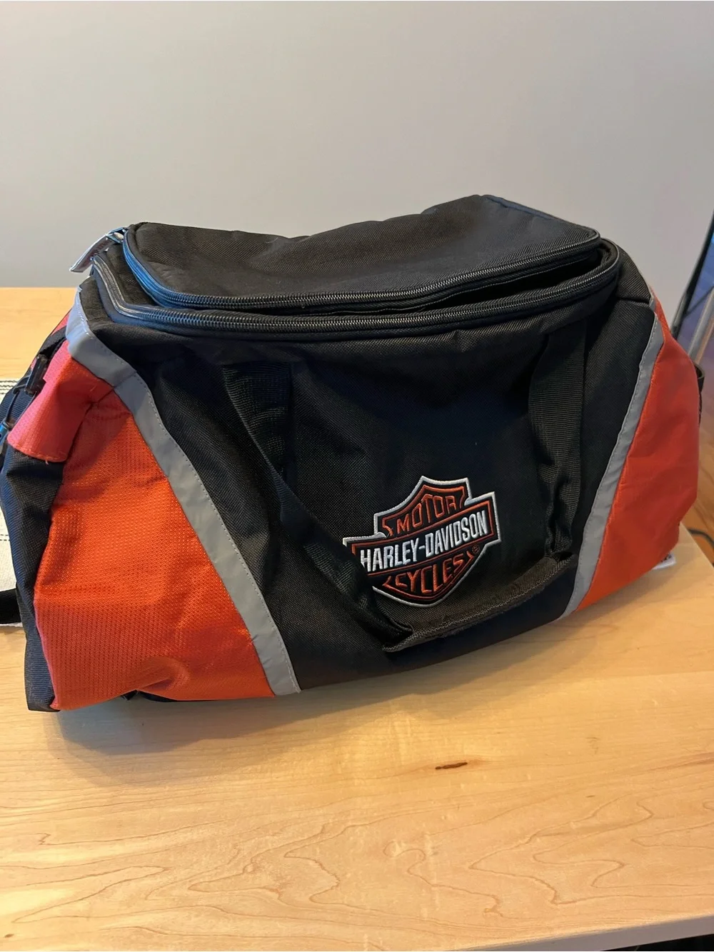 Harley-Davidson Black and Orange Logo Duffel Bag